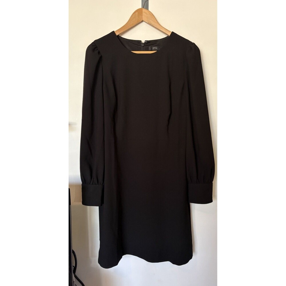 J Crew Black Long Sleeve Shift Mini Dress Size 14